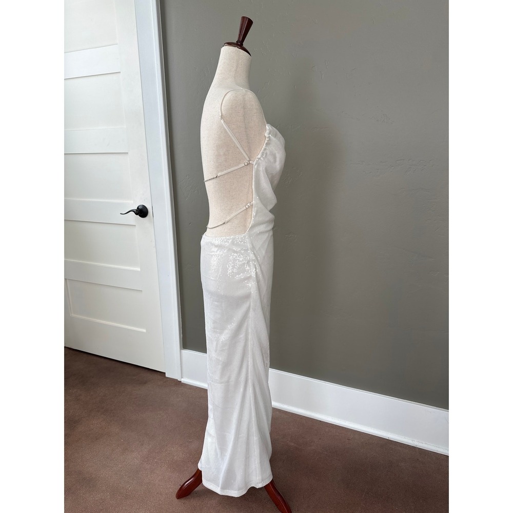Edikted Sequin Open Back Full Length‎ Gown Dress Sz Small 6 Evening Prom Wedding - Picture 6 of 16